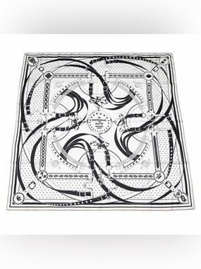 Hermes Black and White Silk Scarf